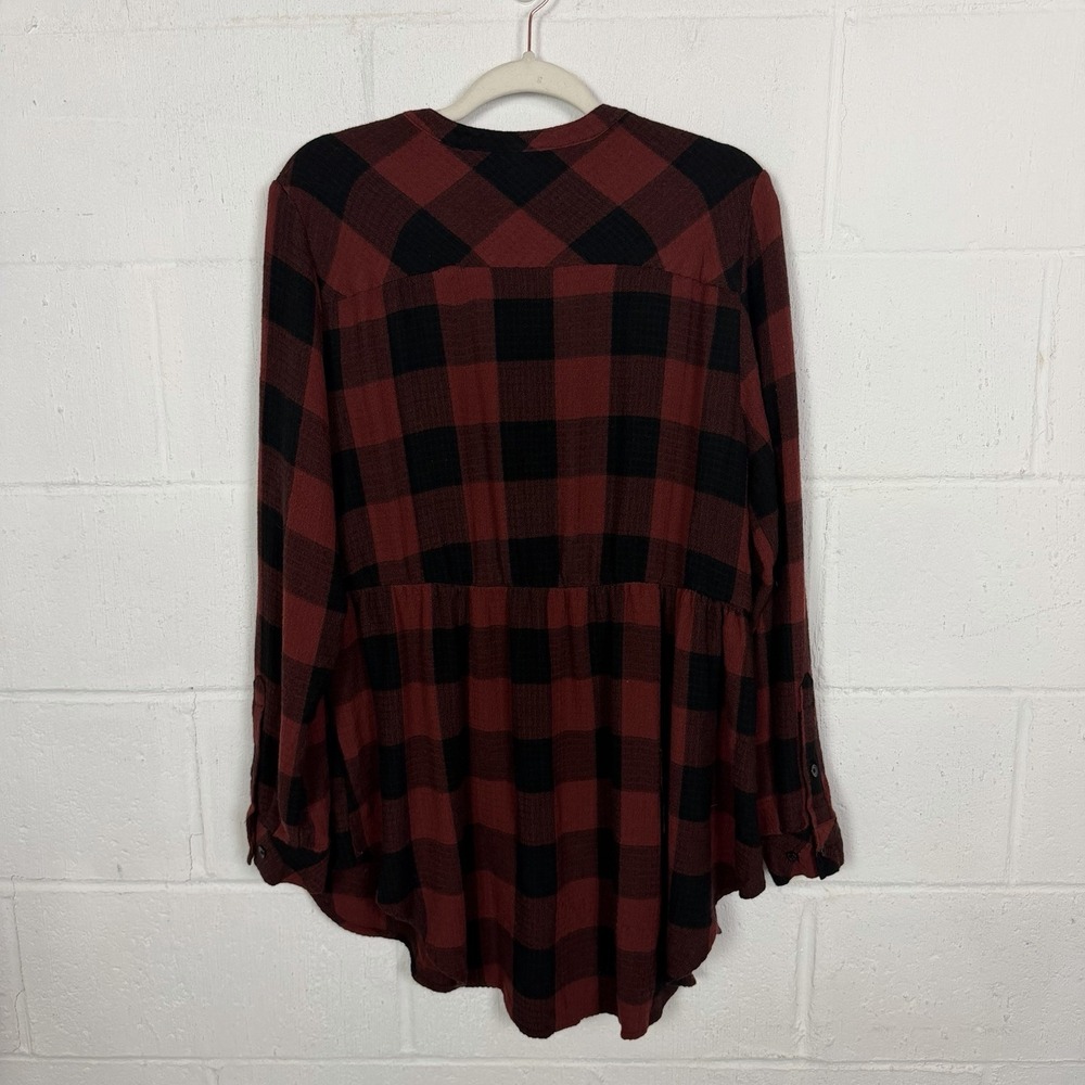 Torrid Buffalo Plaid Tunic Top SZ L Country Barn Cozy Cabin Western Drapey Fall